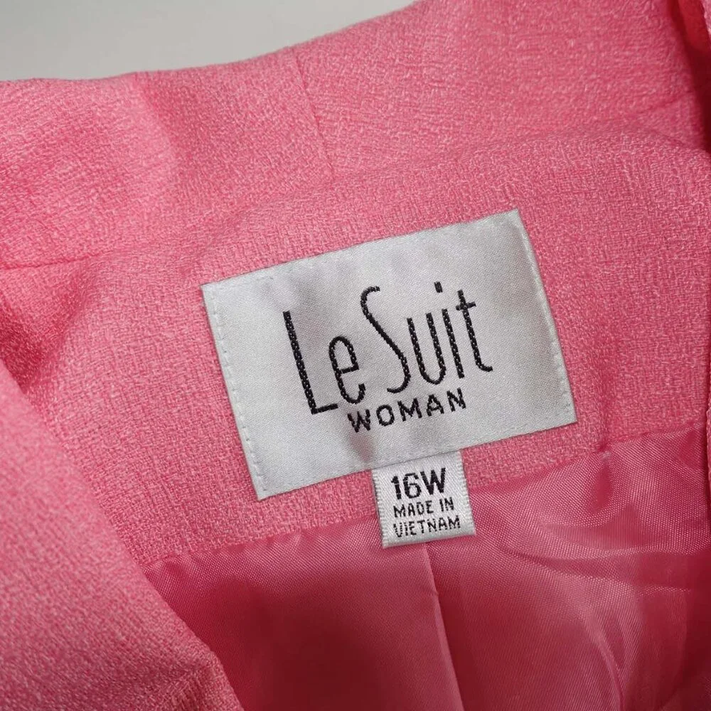 Le Suit Coral Pink Two-Piece Skirt Set - Picture 7 of 8